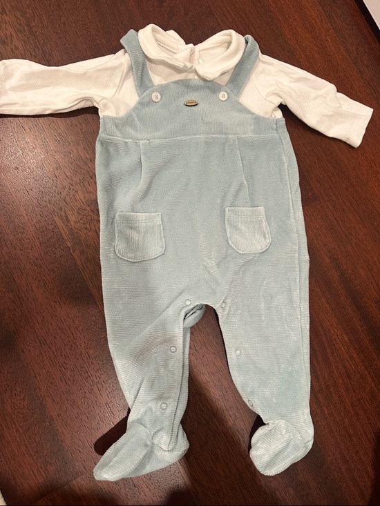 Mayoral Other - Mayoral- Baby Corduroy Overalls with White Bodysuit - Light Blue/teal